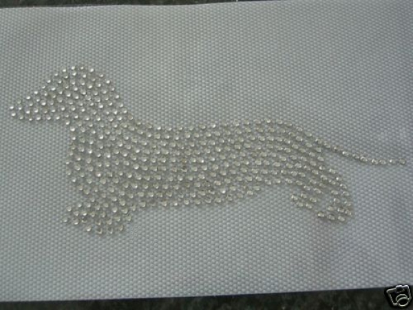 Dackel Teckel Strass Hotfix Hotglue Bügelbild Bügelmotiv