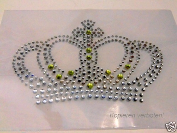 Krönchen Krone Gold Strass Bügelbild Hotfix Hotglue zauberhaft für Shirt Jacke