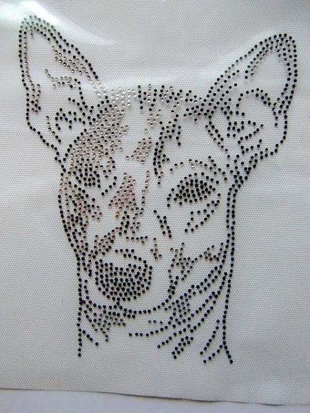 Chinesischer Schopfhund, Nackthund Hund Strass Hotfix Hotglue Bügelbild Bügelmotiv
