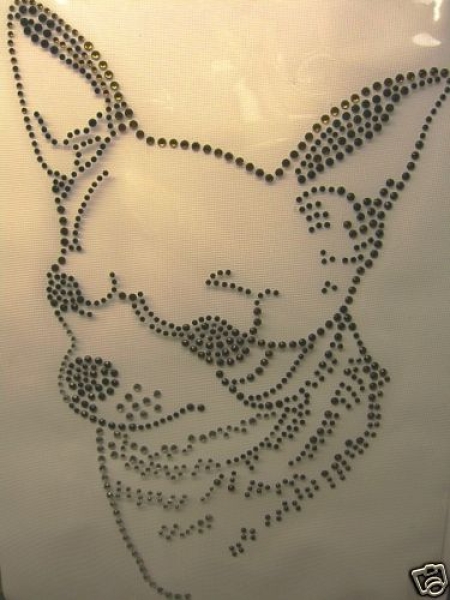 Chihuahua Hund Hotfix Hotglue Bügelbild Strass