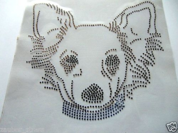 Chihuahua  Hund Hotfix Hotglue Bügelbild Strass