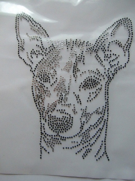 Chinesischer Schopfhund, Nackthund Hund Strass Hotfix Hotglue Bügelbild Bügelmotiv