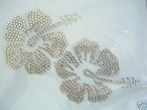 Traum Hibiskus Strass HOTFIX HOTGLUE Bügelbild Applikation