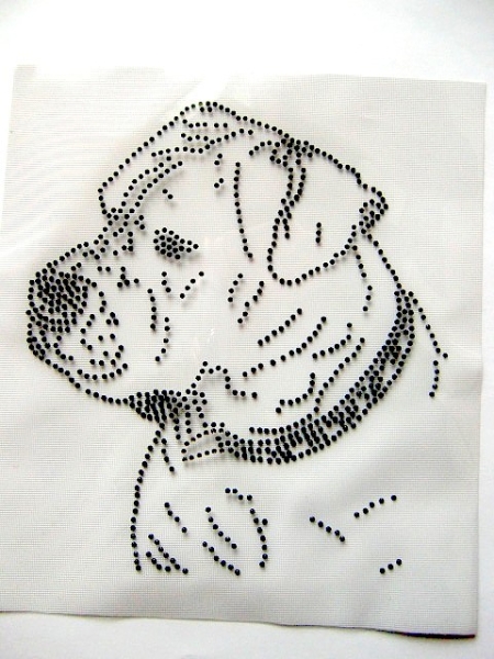 Rottweiler Hund Hotfix Bügelbild Strass für T-Shirt Hundezucht Hundeleine HundesofaHotglue Bügelbild Bügelmotiv