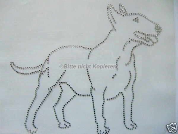PITBULL Bullterrier Hund Strass HOTFIX Bügelbild EDEL