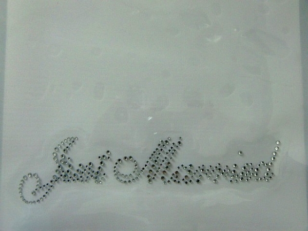 Just Married Hochzeit Schriftzug Strass Hotglue Hotfix Bügelbild