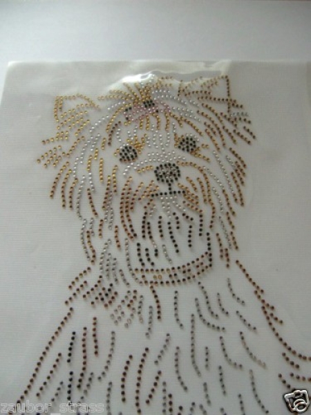 Yorkshire Terrier Yorkie Strass Hotfix Hotglue Bügelbild