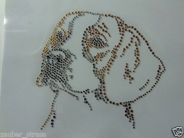 Beagle Hund Strass Hotfix Hotglue Bügelbild Bügelmotiv