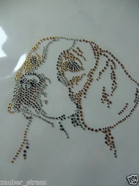 Beagle Hund Strass Hotfix Hotglue Bügelbild Bügelmotiv