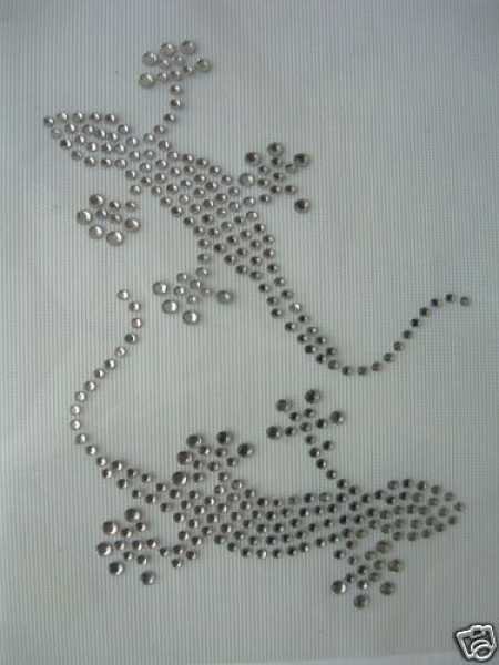 Echse Gecko Salamander Strass Hotfix Hotglue Bügelbild Shirt Hose Jacke Tasche