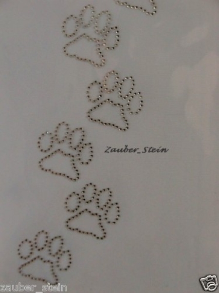5 süüße Katzen Pfoten Pfötchen Strass HOTFIX Hotglue Bügelbild