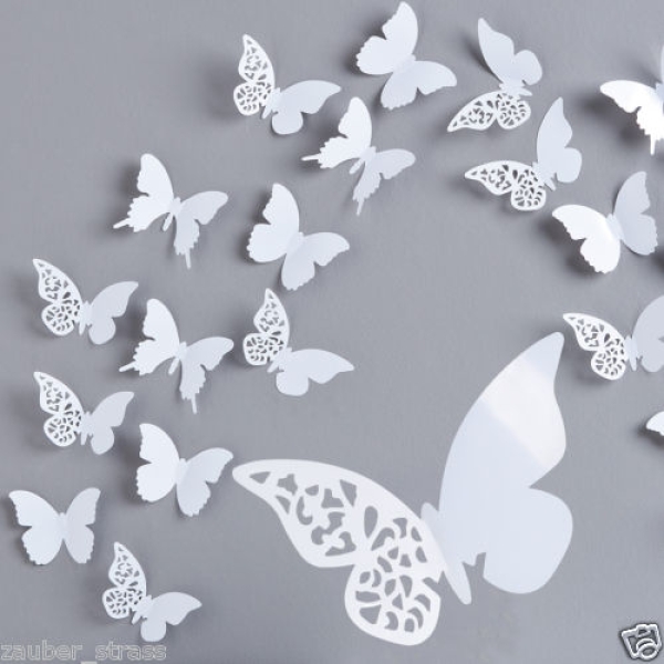 6 tlg Schmetterling Set Schmetterlinge Wanddeko weiß