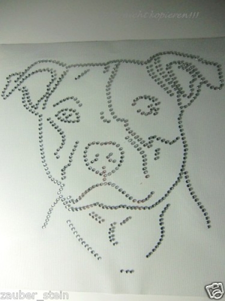 American Staffordshire Terrier Strass Hotfix Hotglue Bügelbild Bügelmotiv