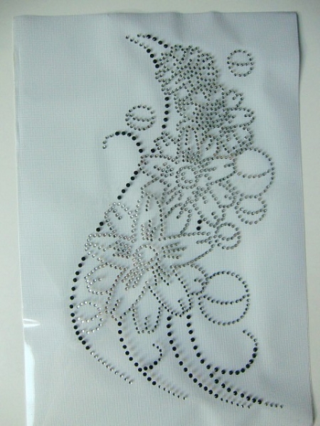 Blüte Ranke Ornament Bügelbild  STRASS Shirt Hotfix