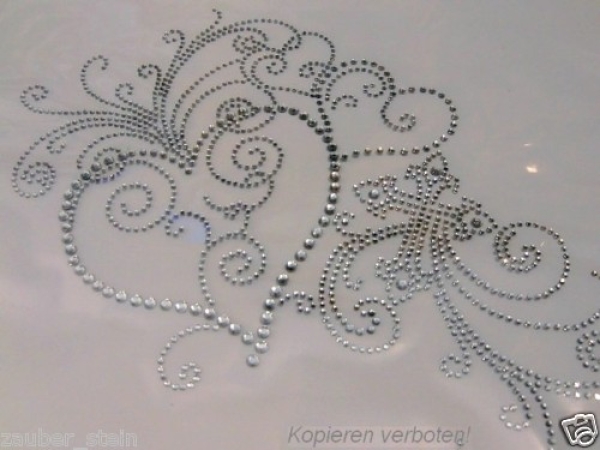 Traum Bügelbild Hotfix Kreuz Herz Ranke Ornament Jacke