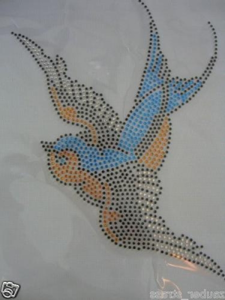 Vogel Schwalbe rechts Bügelbild Strass Hotfix Urlaub Shirt Tasche