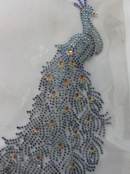 Pfau Phönix Bügelbild STRASS Hotfix Shirt Jacke Tasche Mantel Tischdecke Top