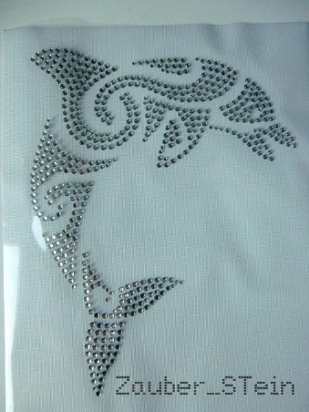 Tribal Delphin Bügelbild  STRASS Taucher Shirt Hotfix