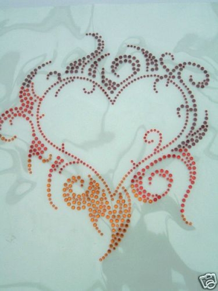 Herz Triball Groß Strass Bügelbild Hotfix Hotglue