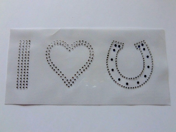 Herz Hufeisen Reiten Hotfix Hotglue Strass Bügelbild Schabracke Abschwitzdecke