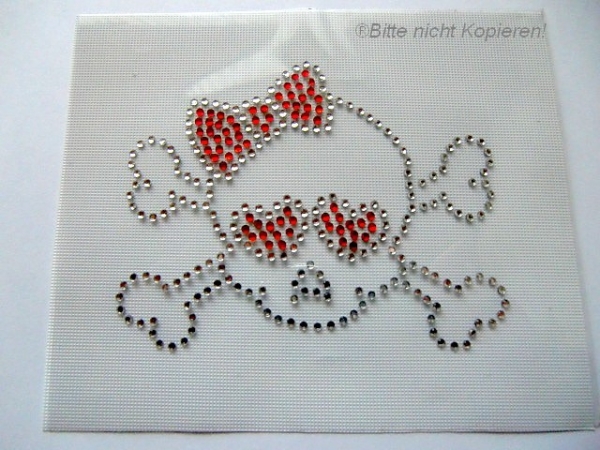 zauberhafter Skull Girl Herz HOTFIX HOTGLUE Bügelbild Bügelmotiv Applikation