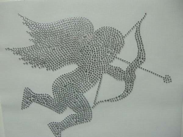 einzigartiger Engel mit Pfeil und Bogen Bügelbild Strass Hotfix Hotglue Strass