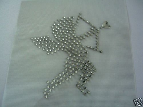 zauberhafter Engel Bügelbild Strass Klar Hotfix Hotglue Strass