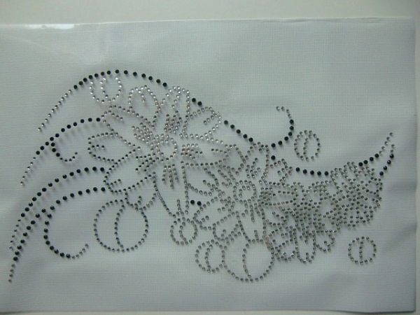 Blüte Ranke Ornament Bügelbild  STRASS Shirt Hotfix