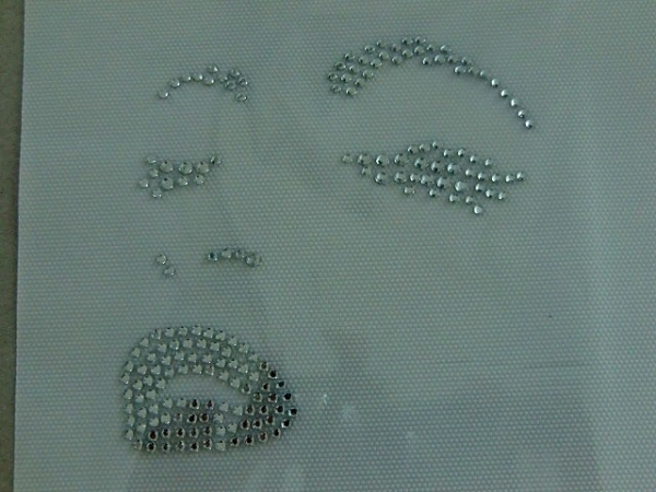 sexy Gesicht Hotfix Hotglue Bügelbild Strass für Shirt Jacke Tasche