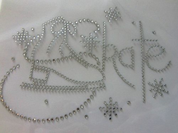 Schriftzug Skating Schlittschuhe Kür Hotfix Hotglue Bügelbild Bügelmotiv Strass