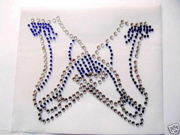 Skating Schlittschuhe Kür Blau Hotfix Hotglue Bügelbild Bügelmotiv Strass