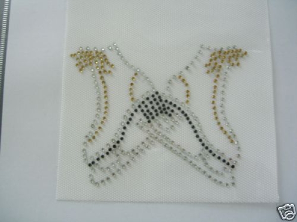Skating Schlittschuhe Kür Paar Hotfix Hotglue Bügelbild Bügelmotiv Strass