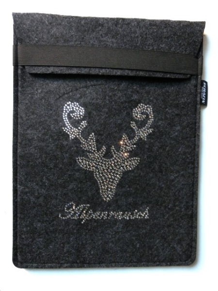 Strass Hirsch Alpenrausch Tasche Case für IPad ebook Reader Tablet Netbook Filz