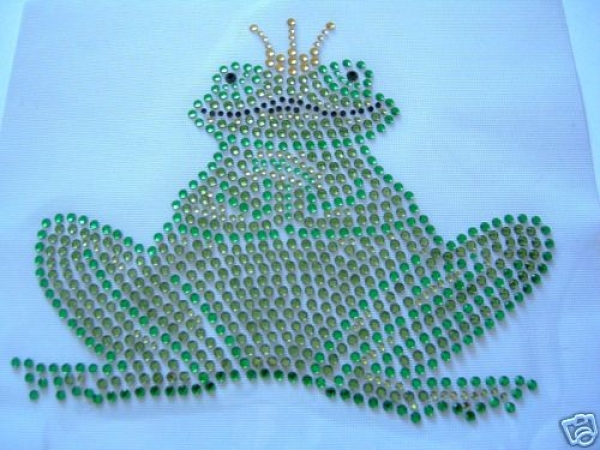 zauberhafter Frosch König Bügelbild Strass Hotfix Hotglue Strass