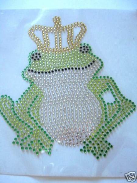 zauberhafter Frosch König Bügelbild Strass Hotfix Hotglue Strass