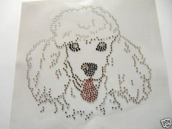 Pudel Hund Strass Hotfix Hotglue Bügelbild Bügelmotiv Hundeschule