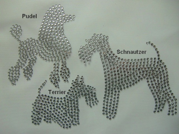 Königspudel Pudel Hund Strass Bügelbild Hotfix Hotglue Hundeschule
