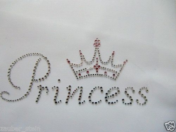Princess Schriftzug Strass Hotglue Hotfix Bügelbild