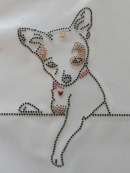 Chihuahua Hund Hotfix Bügelbild Strass Hundezucht Hundemantel Hundeschule Shirt