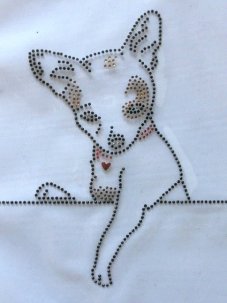 Chihuahua Hund Hotfix Bügelbild Strass Hundezucht Hundemantel Hundeschule Shirt