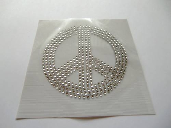 Hotfix Bügelbild Peace 10,5 x10,5 cm Applikation Strass