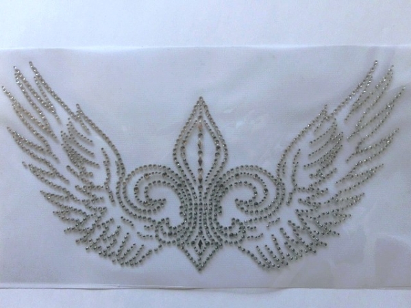 Lilie Fleur Flügel Strass Hotfix Bügelbild Schiebevorhang Tischdecke Shirt Jacke