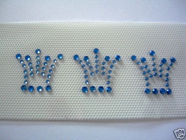 3 Kronen Krone zauberhaft hellblau Strass Bügelbild Hotfix