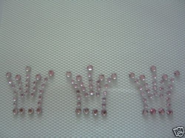 3 Kronen Krone zauberhaft Strass Hotglue Bügelbild rosa süüß