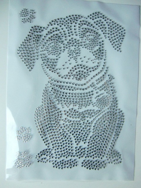 Mops Hund 3 Pfoten Strass Bügelbild Hotfix Hotglue