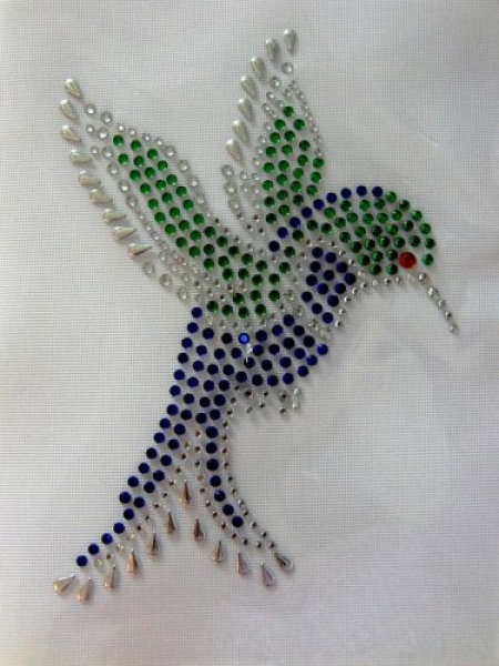 Traum Kolibri Vogel Strass Studs Hotfix Hotglue Bügelbild Shirt Hose Jacke Tasche