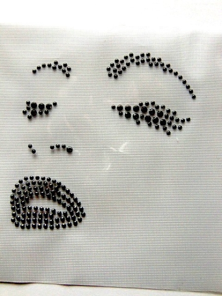 Gesicht Hotfix Hotglue Bügelbild Studs
