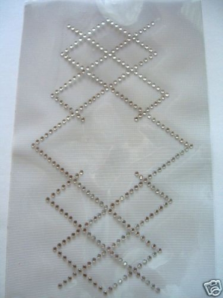 WOW Raute Bordüre Strass Hotfix Klar Bügelbild Hotfix