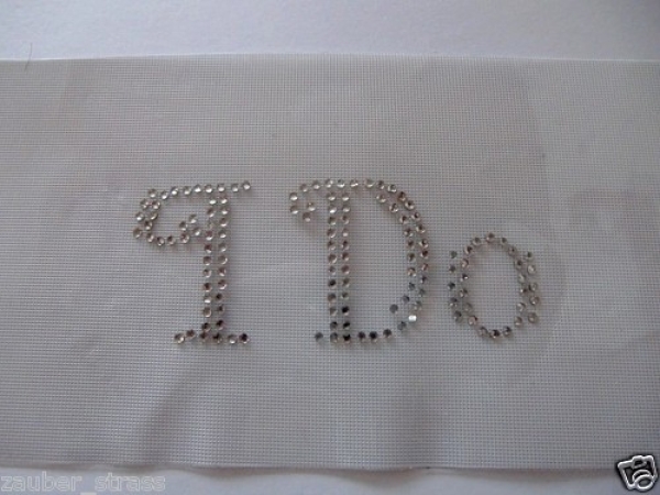 ♥ I DO Bügelbild Strass Hotfix Hochzeit Hochzeitskleid Brauttasche  Schleier