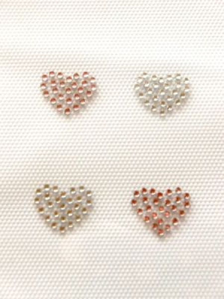 4 Herzen Klar & Rosa Strass Hotfix Bügelbild Bügelmotiv